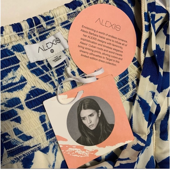 NEW Alexis Blue Botanical Asymmetrical Hem Designer Dress Size 1X - Picture 10 of 11